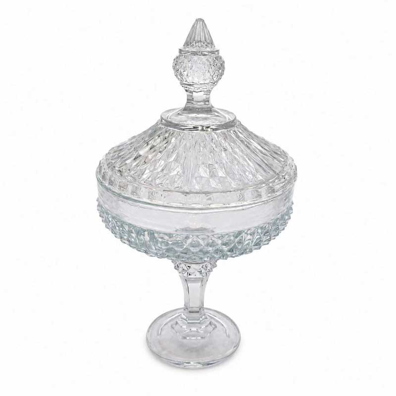 شکلات خوری درب دار شیشه‌ای ارتفاع 30 سانتی‌متر